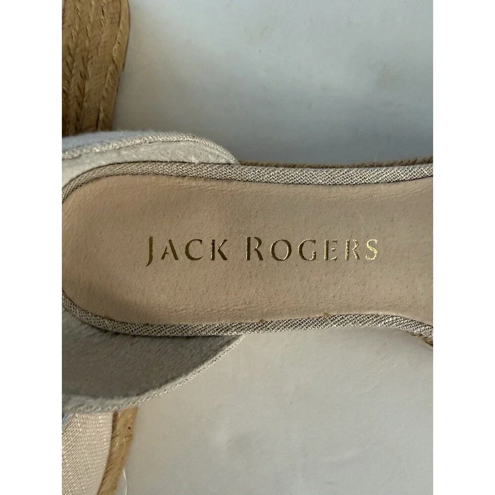 Jack Rogers Shoes Womens SZ 9 Palmer Canvas Espadrilles Closed Toe Wedge Sandals